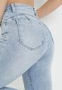 Niebieskie Jeansy Skinny z Postrzępionymi Nogawkami Brena