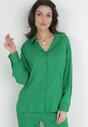 Zielona Bawełniana Koszula z Dłuższym Tyłem Cadicius