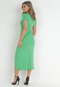 Zielona Asymetryczna Sukienka Kopertowa z Marszczeniami Adephelia
