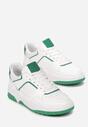 Biało-Zielone Sneakersy z Delikatną Perforacją Gleoria