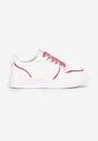 Biało-Różowe Sneakersy z Błyszczącymi Wstawkami i Dekoracyjnym Sznurowaniem Horustia