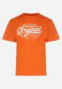 Pomarańczowa Koszulka z Krótkim Rękawem z Nadrukiem Divisha