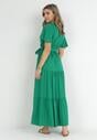 Zielona Rozkloszowana Sukienka Maxi z Wiązanym Paskiem Japhelia