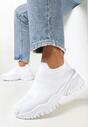 Białe Buty Sportowe na Grubej Podeszwie z Elastyczną Cholewką Kerlyn