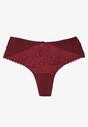 Bordowe Majtki Stringi z Koronką Bressazen
