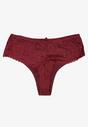 Bordowe Majtki Stringi z Koronką Bressazen