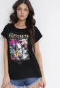 Czarny T-shirt Bawełniany z Nadrukiem Fedia