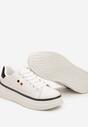 Biało-Czarne Sneakersy na Grubej Podeszwie z Przeszyciami Zanas