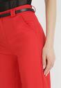 Czerwone Spodnie z Szerokimi Nogawkami i Paskiem z Klamrą Greesa