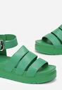 Zielone Sandały Rzymianki na Platformie ze Sprzączką Kehla