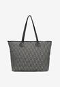 Czarna Bawełniana Torebka Shopper Bag z Długimi Rączkami i Suwakiem Banera