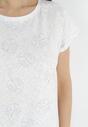 Biały Bawełniany T-shirt w Listki Monstery z Cyrkoniami Nowaia