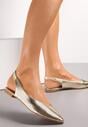 Złote Pudrowe Sandały Slingback z Noskiem w Szpic Arrilla