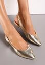 Złote Pudrowe Sandały Slingback z Noskiem w Szpic Arrilla