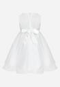 Biała Rozkloszowana Sukienka Balowa z Tiulowym Dołem i Aplikacją Kwiatów Zanileta