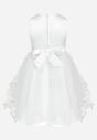 Biała Elegancka Sukienka z Tiulowym Dołem i Różą Fetasia