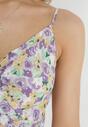 Fioletowo-Biała Bawełniana Sukienka Maxi na Regulowanych Ramiączkach w Kwiaty Kaidena