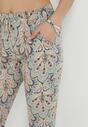 Różowo-Miętowe Spodnie z Wiskozy w Fantazyjny Print Winnesla