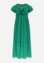 Zielona Rozkloszowana Sukienka Maxi z Gumką w Pasie z Falbankami Aimelia