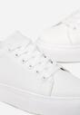 Białe Sneakersy na Płaskiej Podeszwie z Okrągłym Noskiem Azethia