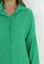 Zielony 2-częściowy Komplet z Koszulą i Spodniami z Tłoczonej Tkaniny Benneta