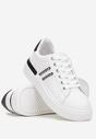 Biało-Czarne Sneakersy na Płaskiej Podeszwie z Ozdobnym Przeszyciem Alynne
