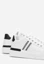 Biało-Czarne Sneakersy na Płaskiej Podeszwie z Ozdobnym Przeszyciem Alynne