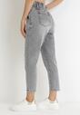 Szare Jeansy Mom Fit z Gumką w Pasie Brenette