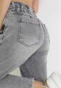 Szare Jeansy Mom Fit z Gumką w Pasie Brenette