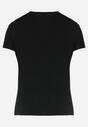 Czarny T-shirt Typu Nietoperz z Błyszczącym Nadrukiem z Kotami Iriana