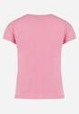 Różowy T-shirt z Bawełny z Krótkim Rękawem i Nadrukiem w Motyle Katelin