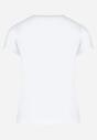 Biały Bawełniany T-shirt z Krótkim Rękawem i Nadrukiem Naremena