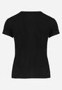 Czarny Bawełniany T-shirt z Krótkim Rękawem i Nadrukiem Naremena