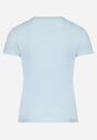 Jasnoniebieski Bawełniany T-shirt z Kolorowym Nadrukiem i Krótkim Rękawem Zanaba