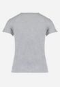 Szary Bawełniany T-shirt z Kolorowym Nadrukiem i Krótkim Rękawem Zanaba