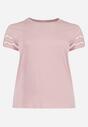 Różowy T-shirt Bawełniany z Haftem Evamena