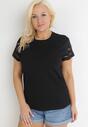 Czarny T-shirt Bawełniany z Haftem Evamena