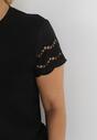 Czarny T-shirt Bawełniany z Haftem Evamena
