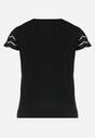 Czarny T-shirt Bawełniany z Haftem Evamena