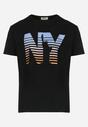 Czarna Koszulka z Krótkim Rękawem z Nadrukiem z Przodu New York