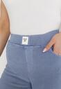Niebieskie Spodnie Skinny z Elastyczną Gumką w Pasie i Wsuwanymi Kieszeniami Orlande