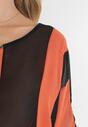 Czarno-Pomarańczowa Bluzka Oversize Typu Nietoperz z Przedłużonym Tyłem Ghima