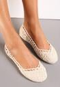 Beżowe Koronkowe Balerinki Wsuwane Treada