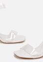 Białe Transparentne Sandały na Słupku z Kwadratowym Noskiem Leollia