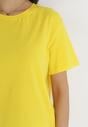 Żółty Gładki T-shirt z Krótkimi Rękawami Elisza