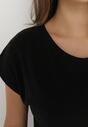 Czarny T-shirt Bawełniany z Krótkim Rękawem Erestusia
