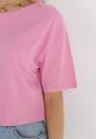 Różowy Krótki T-shirt Oversize Lilu