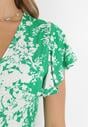 Zielona Rozkloszowana Sukienka Maxi z Gumką w Talii i Ozdobnymi Guzikami Eleatha