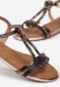 Brązowe Sandały Brokatowe Rzymianki Lavinas