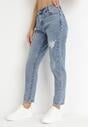Niebieskie Jeansy Mom Fit z Przedarciami Arerena